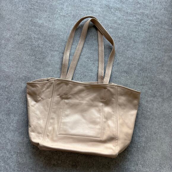 Handbags - Beige Tan Leather Tote Bag